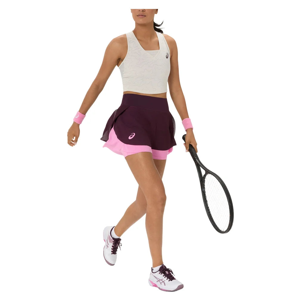 Women's New York Match Mesh Skort Dark Aubergine and Bubblegum, Asics, Pickleball Express, 2042A455-500F26-2