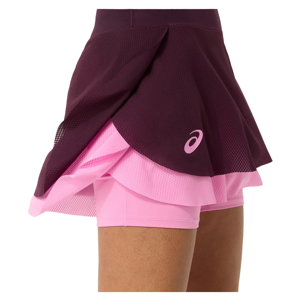 Women's New York Match Mesh Skort Dark Aubergine and Bubblegum, Asics, Pickleball Express, 2042A455-500F26-4