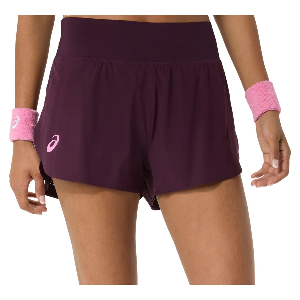 Women's New York Match Laser Cut Short Dark Aubergine, Asics, Dark Aubergine, Pickleball Express, 2042A457-500F26-DARK-AUBERGINE-1