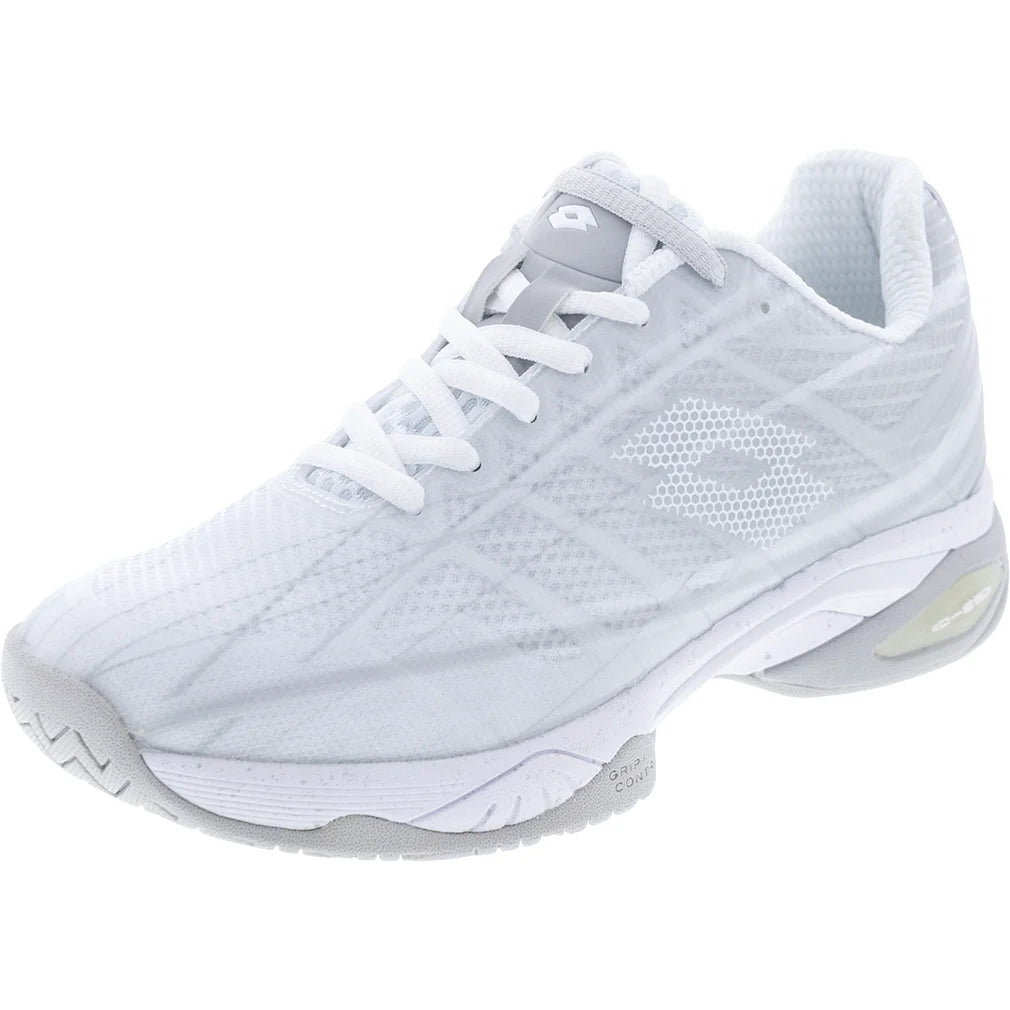 Women's Mirage 300 Speed Shoes All White and Silver Metal 2, Lotto, Pickleball Express, 210741-1GNB-3