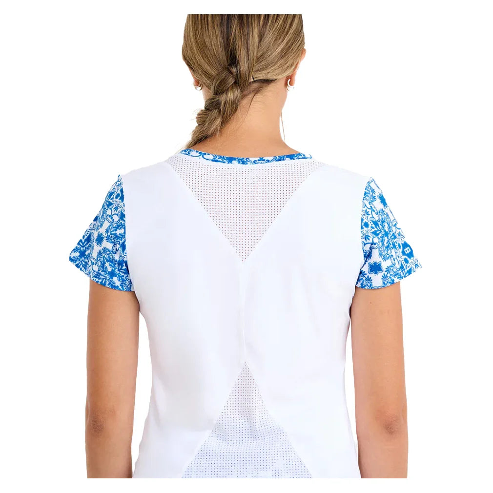 Women's Short Sleeve Top White and Sandra Tiles