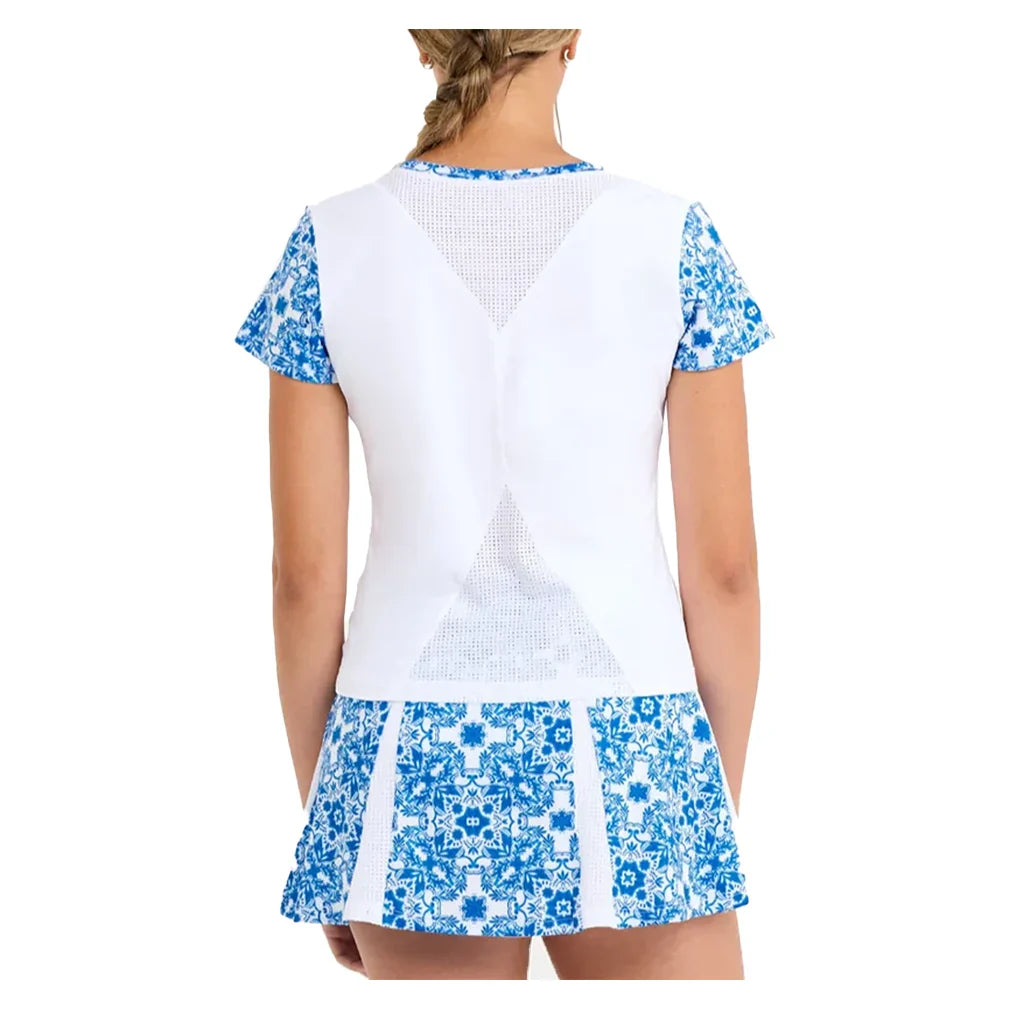 Women's Short Sleeve Top White and Sandra Tiles
