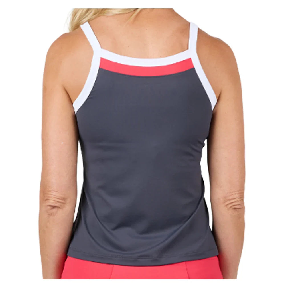 Women's Berry Fusion Tennis Tank Dark Grey and Berry Red