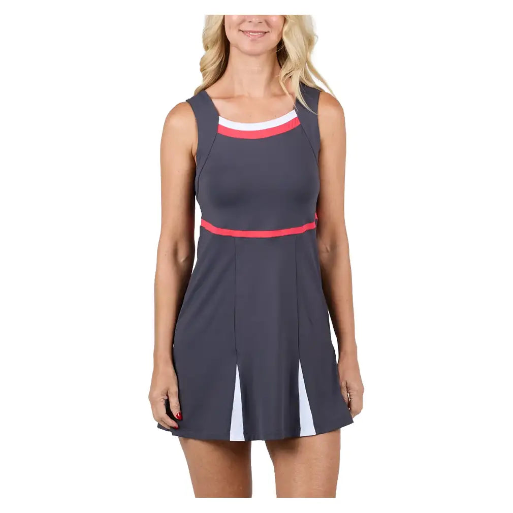 Women's Berry Fusion Tennis Dress Dark Grey and Berry Red