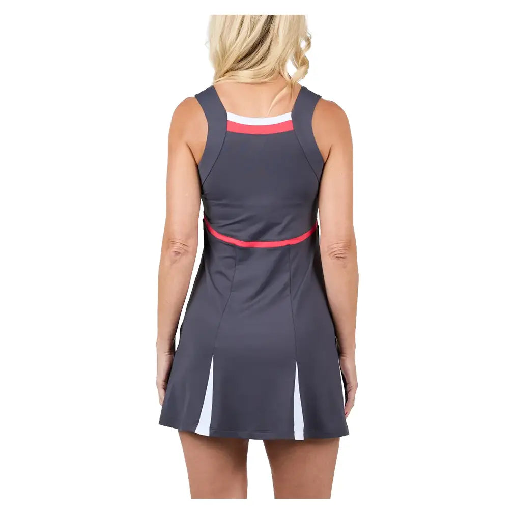 Women's Berry Fusion Tennis Dress Dark Grey and Berry Red
