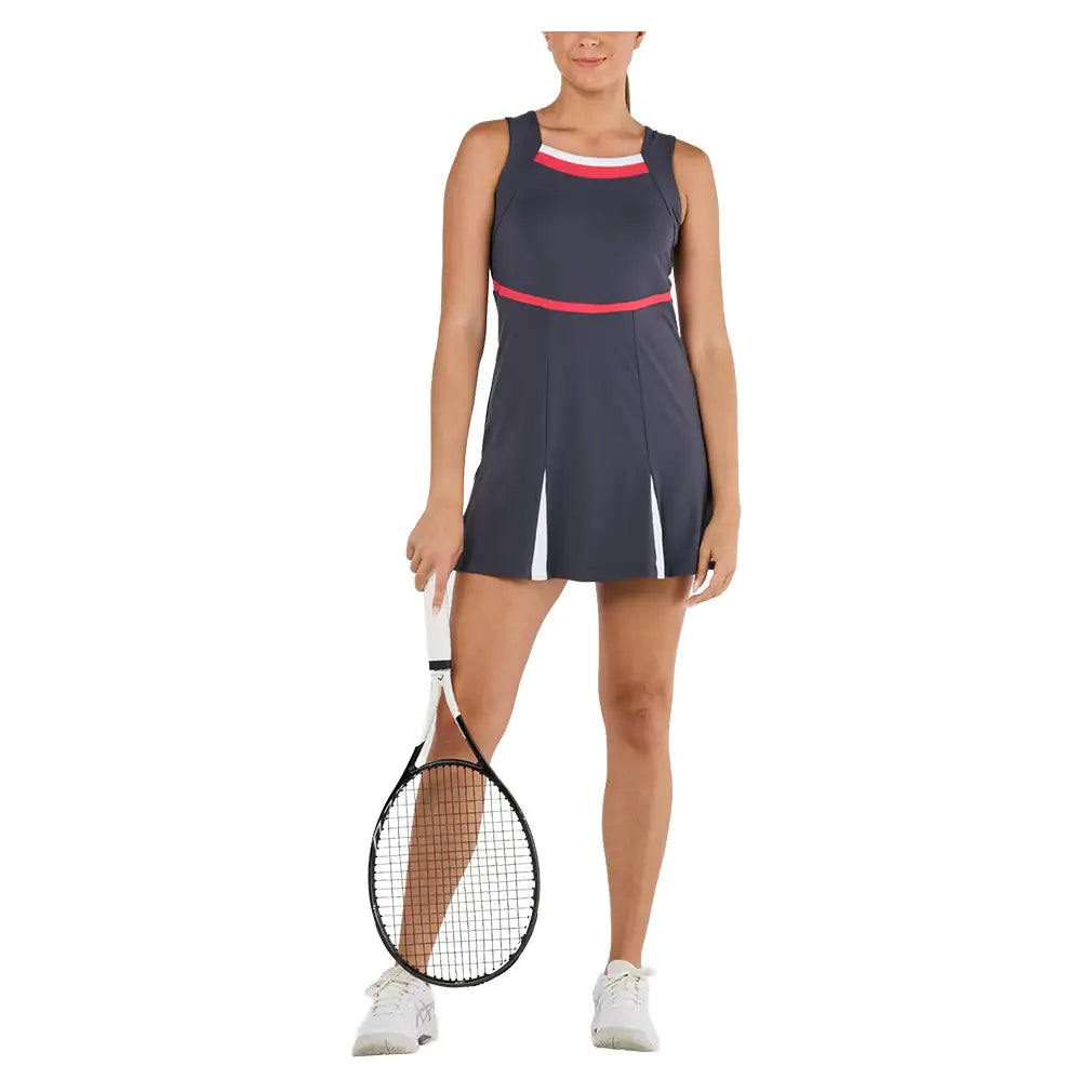 Women's Berry Fusion Tennis Dress Dark Grey and Berry Red