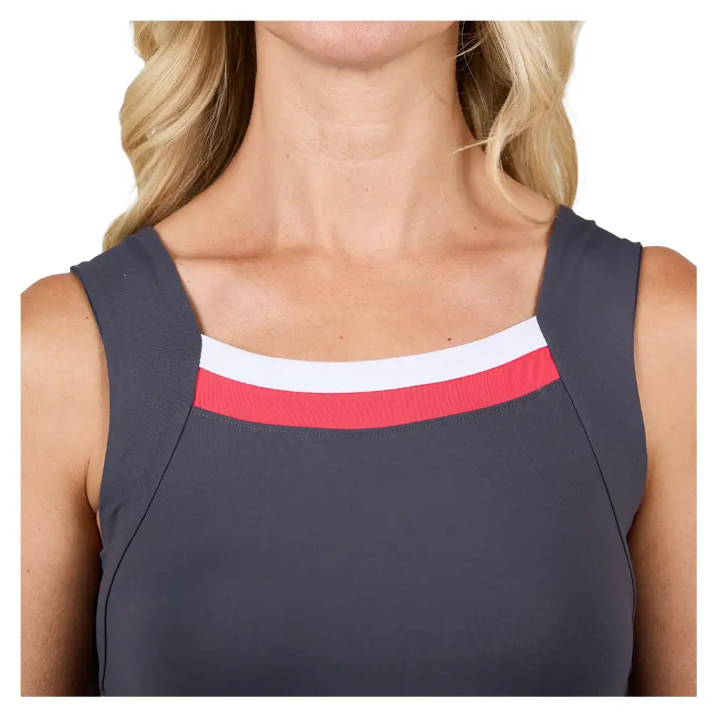 Women's Berry Fusion Tennis Dress Dark Grey and Berry Red