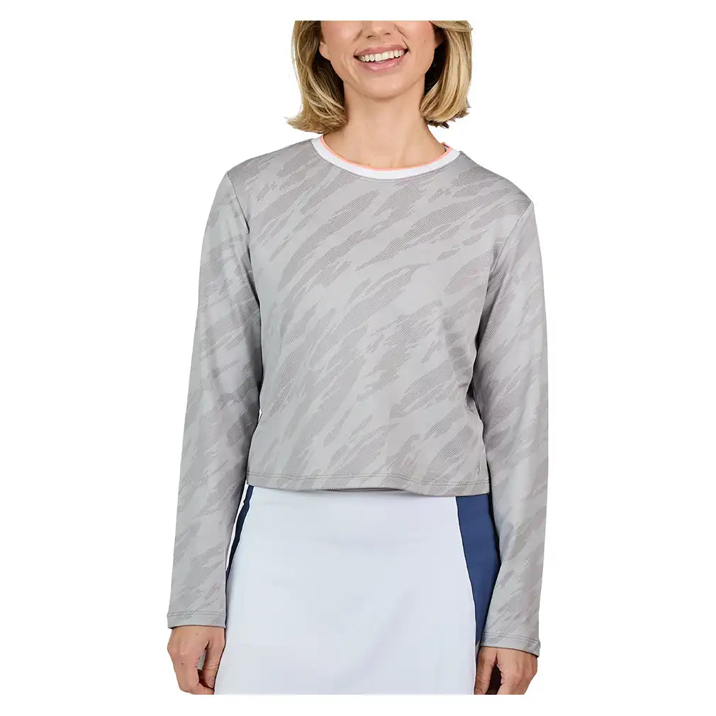 Women's Wild Side Jacquard Long Sleeve Tennis Top Grey