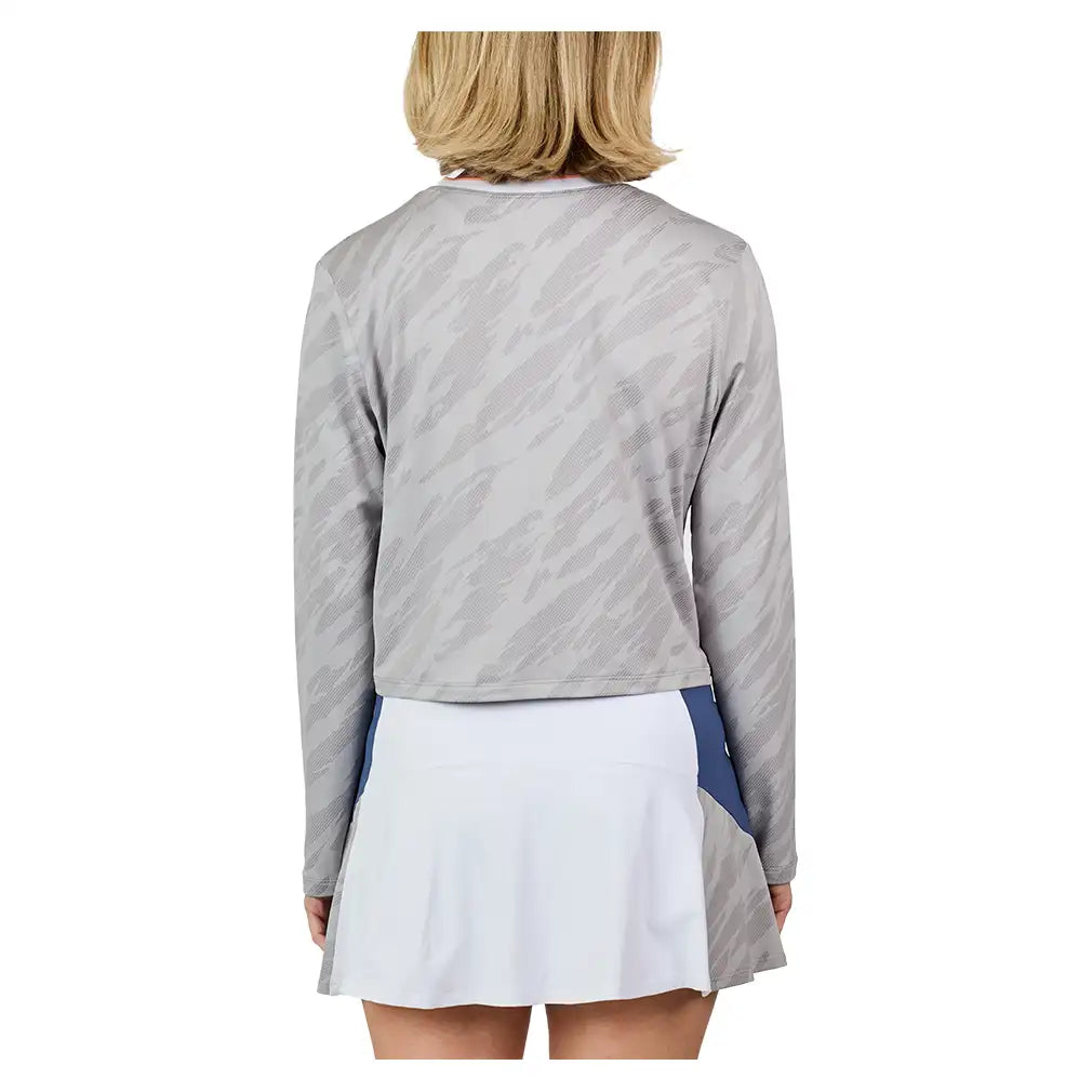 Women's Wild Side Jacquard Long Sleeve Tennis Top Grey