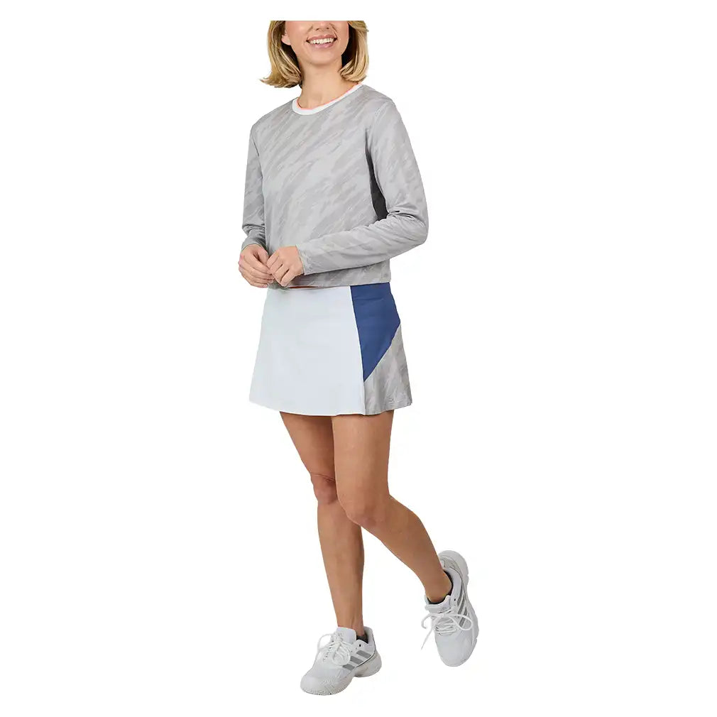 Women's Wild Side Jacquard Long Sleeve Tennis Top Grey