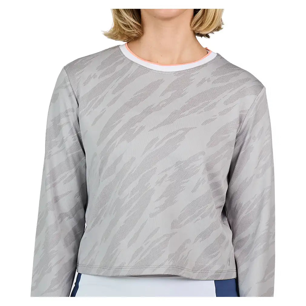 Women's Wild Side Jacquard Long Sleeve Tennis Top Grey