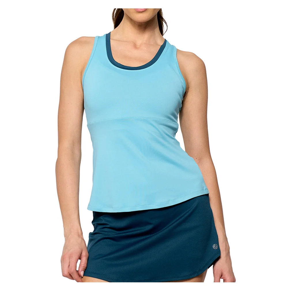 Women`s Peek Tennis Tank Tiffany Blue and Peacock