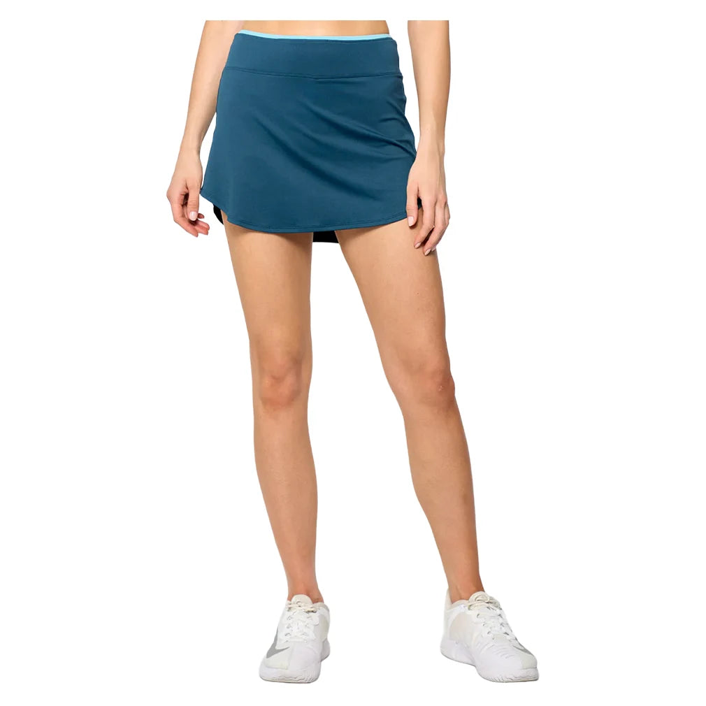 Women`s Pop 13 Inch Tennis Skort Peacock and Tiffany Blue