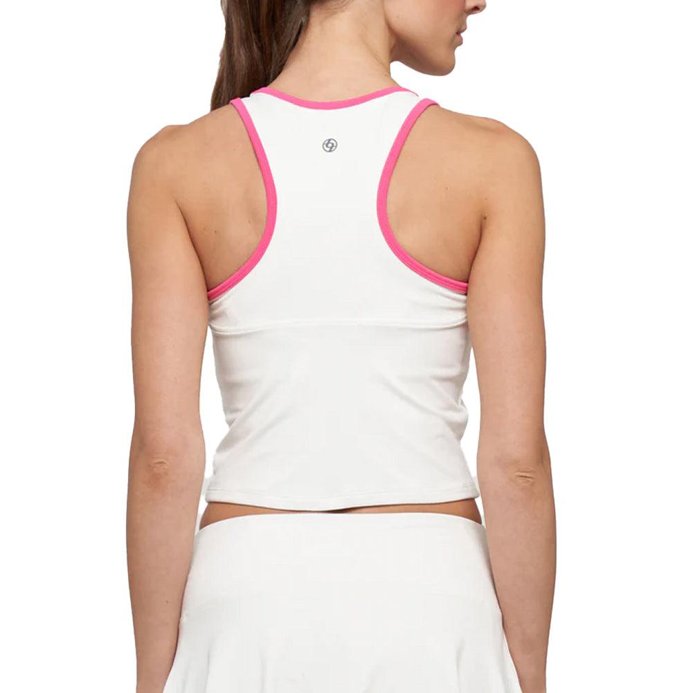 Women's Block Tank White and Prism Pink