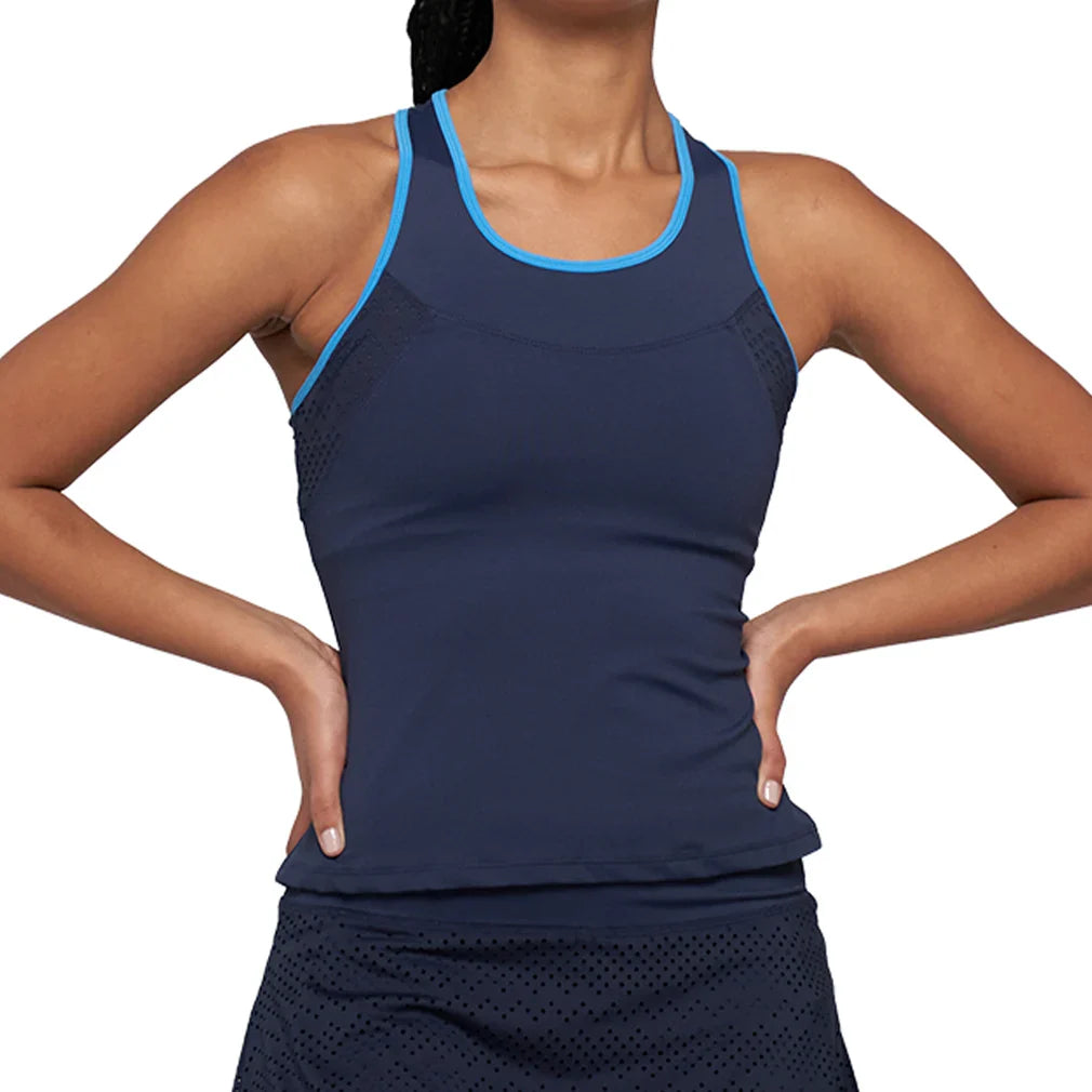 Women's Elite Laser Cut Star Tank Jet Blue and Lagoon