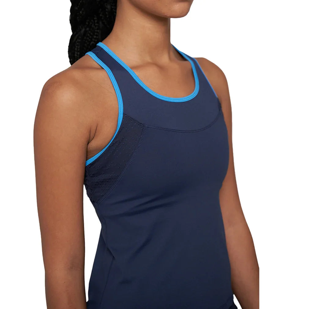 Women's Elite Laser Cut Star Tank Jet Blue and Lagoon