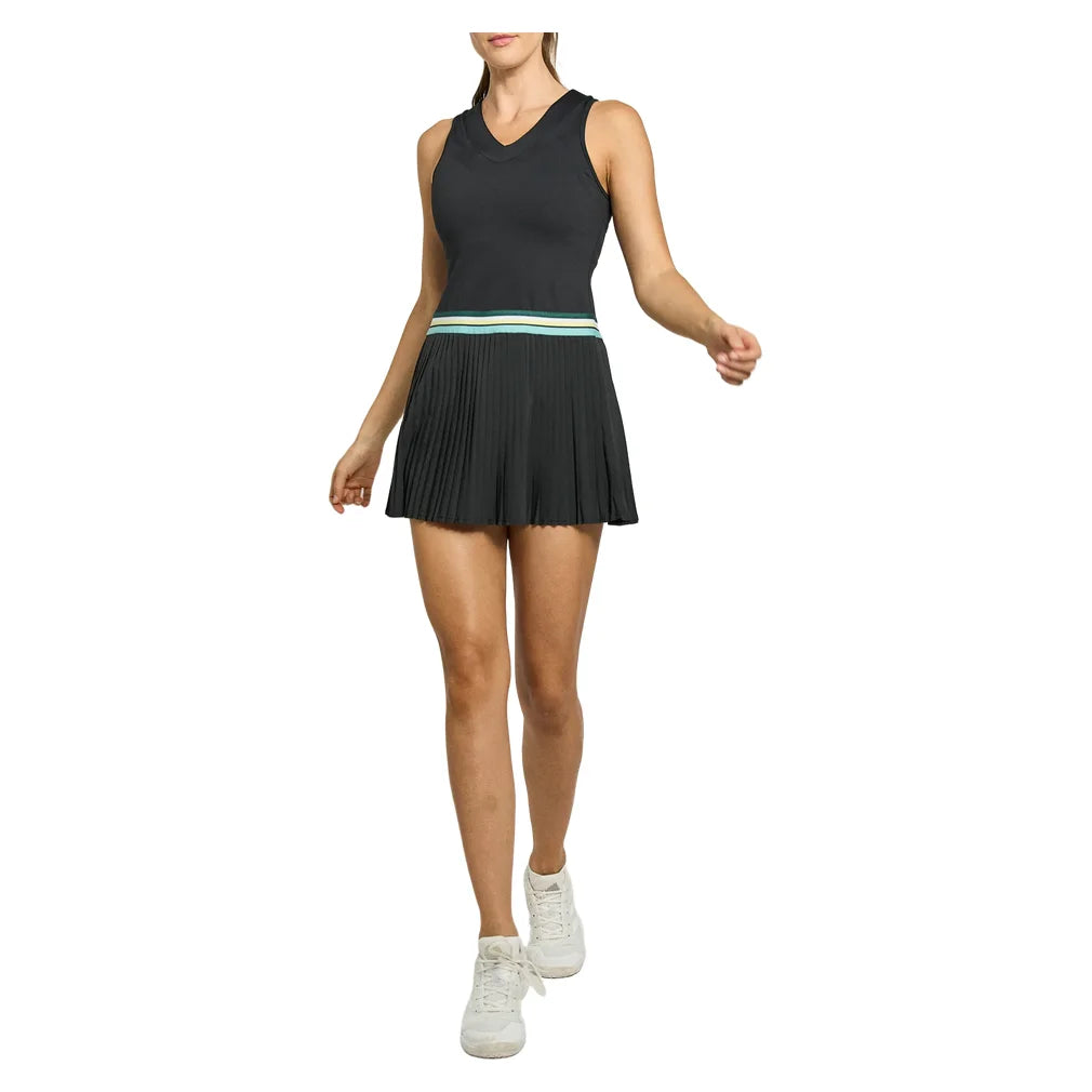 Women's Vale Dress Black and Pine Green Multi, Lija, Pickleball Express, 26A-3216F26-2