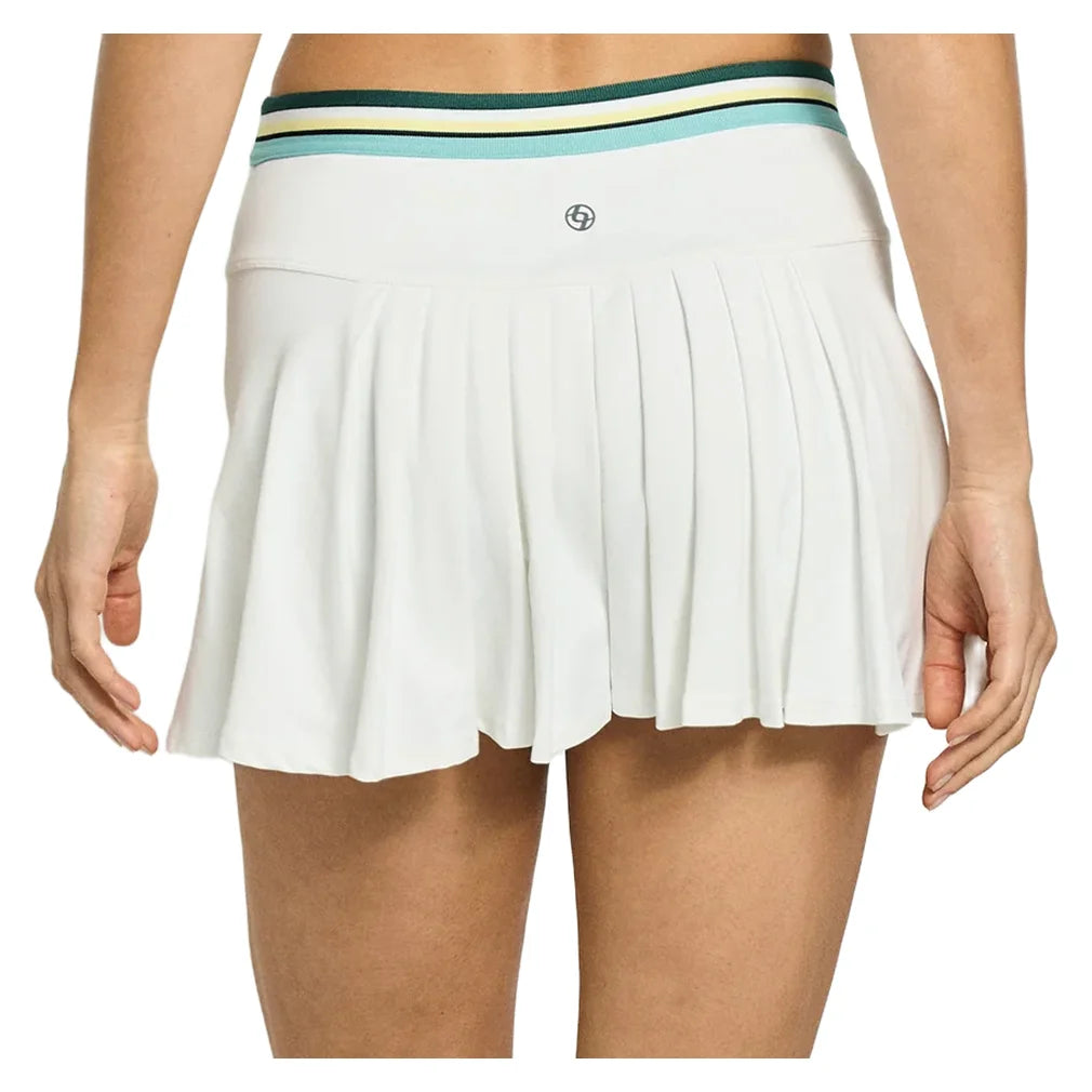 Women's Step 13 Inch Skort White and Pine Green Multi, Lija, Pickleball Express, 26A-4722DSF26-1
