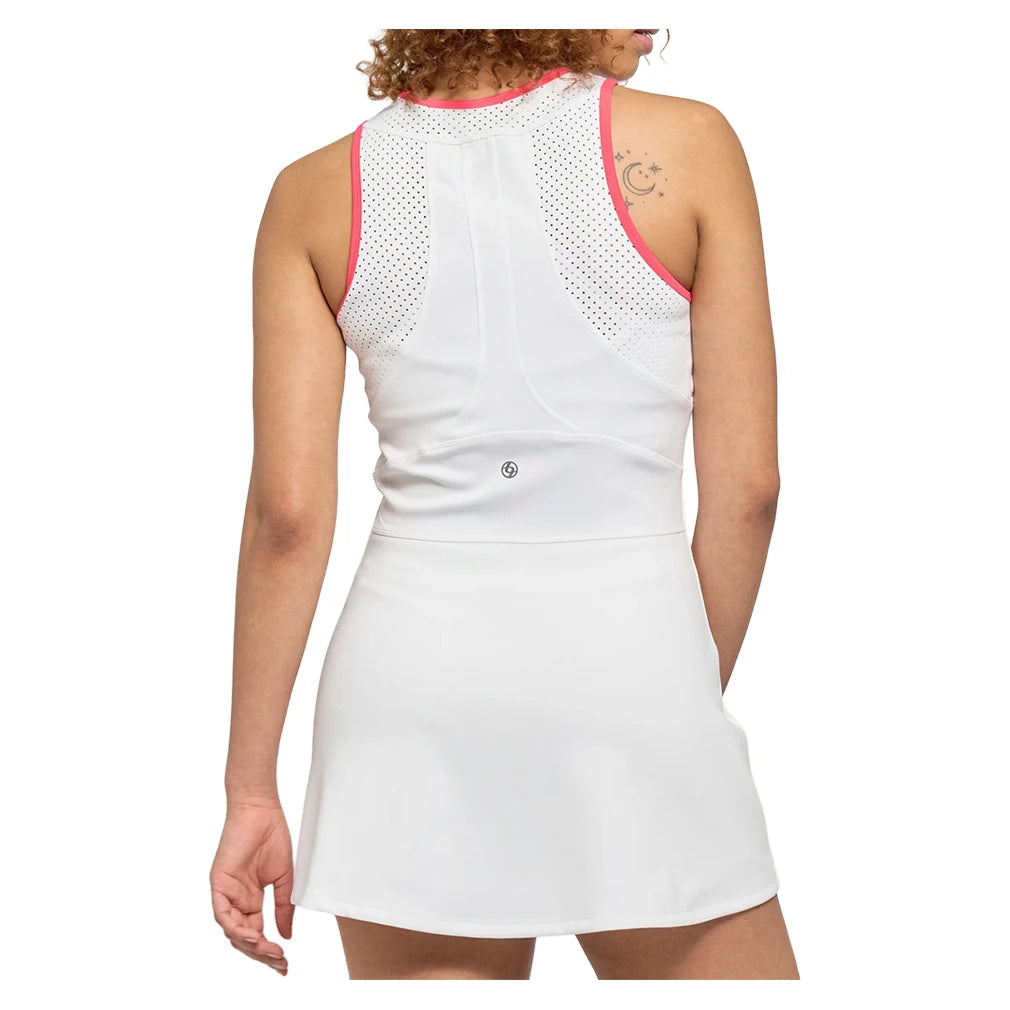 Women's City Tennis Dress White and Hibiscus