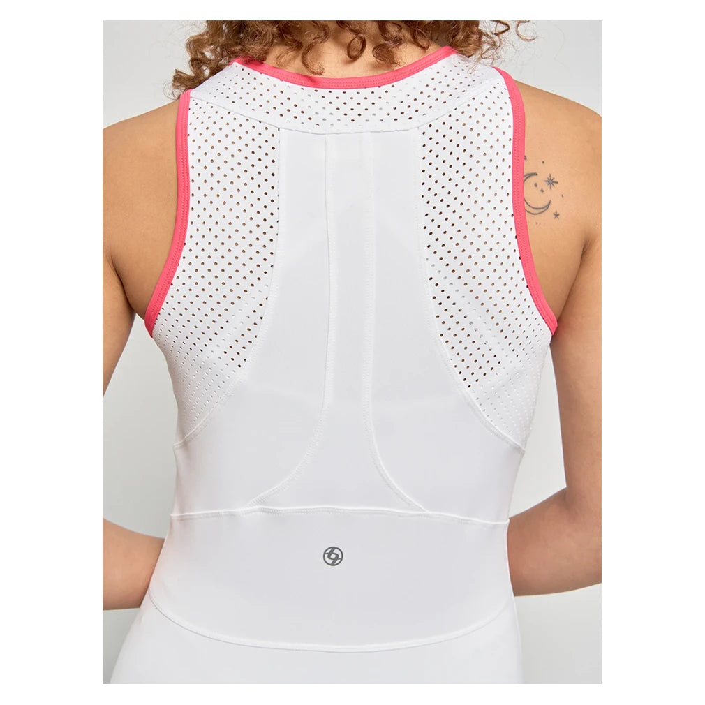 Women's City Tennis Dress White and Hibiscus