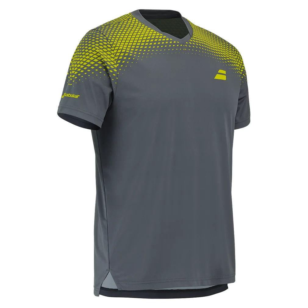 Men's Aero Crew Neck Tee Grey and Aero, Babolat, Pickleball Express, 2MS26011W-3027-1
