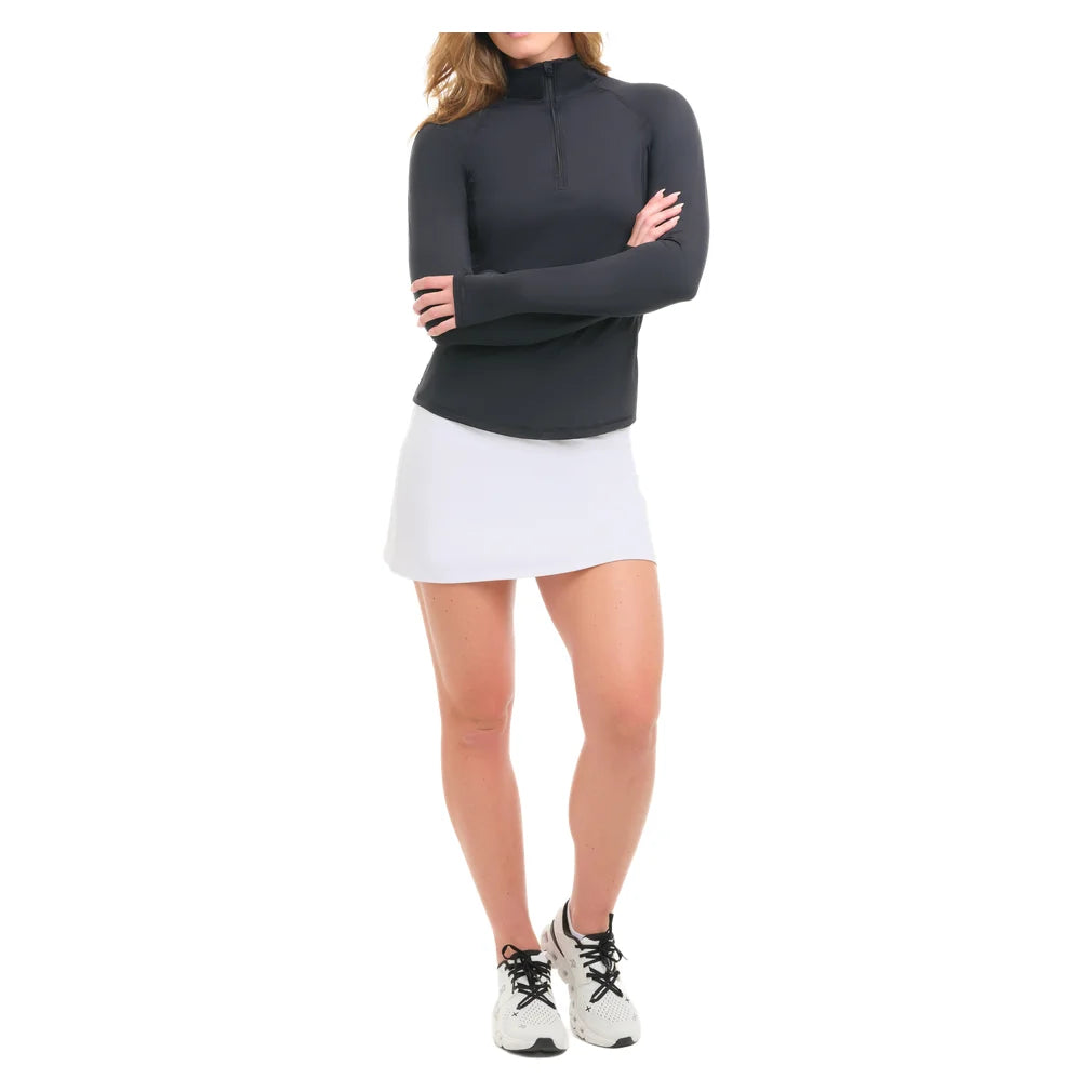 Women's Mock Zip Long Sleeve Top Black, BloqUV, Pickleball Express, 3100-BLKF26-2