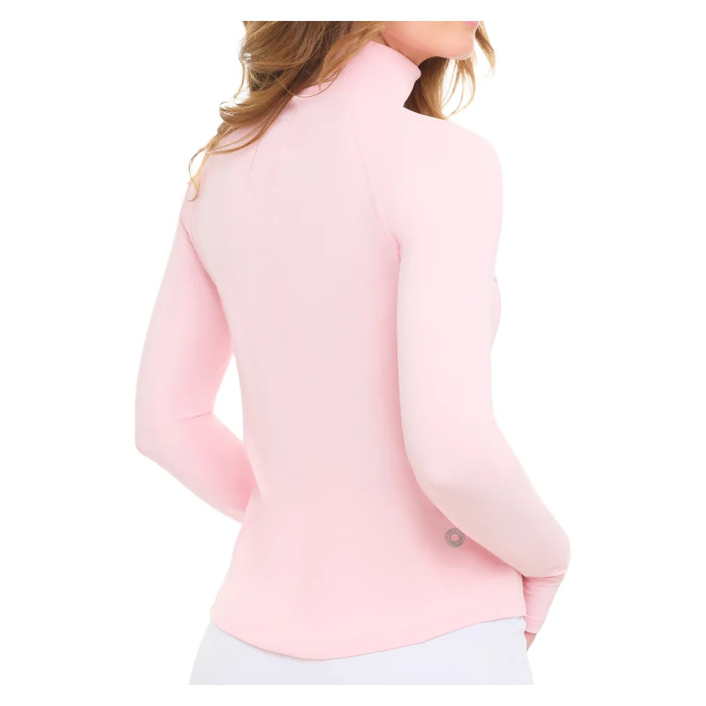 Women's Mock Zip Long Sleeve Top Tickle Me Pink, BloqUV, Pickleball Express, 3100-TMPF26-1