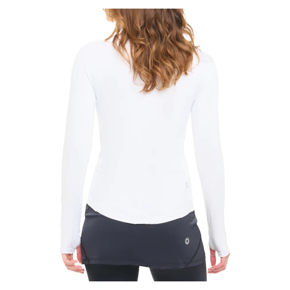 Women's Mock Zip Long Sleeve Top White, BloqUV, Pickleball Express, 3100-WHTF26-1