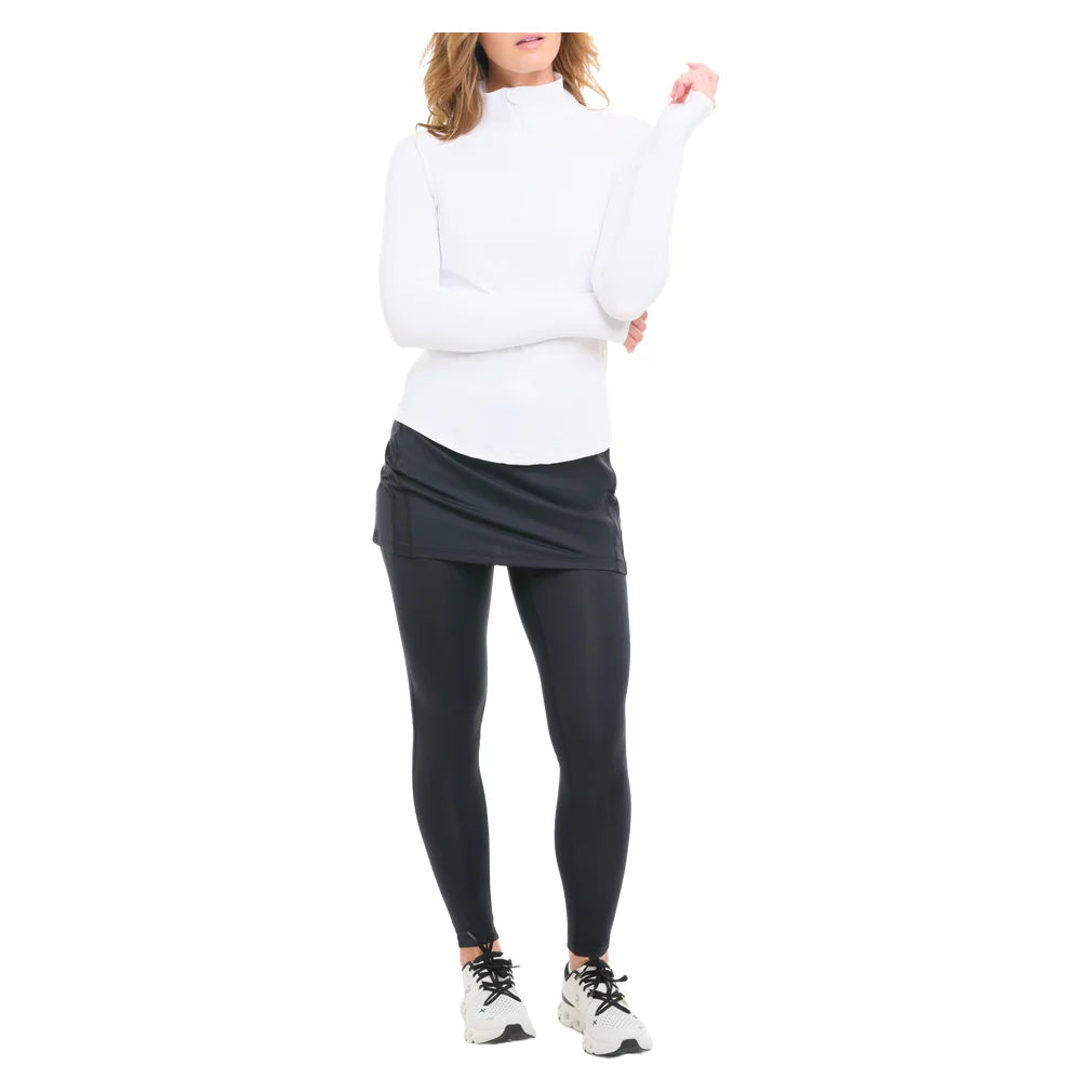 Women's Mock Zip Long Sleeve Top White, BloqUV, Pickleball Express, 3100-WHTF26-6