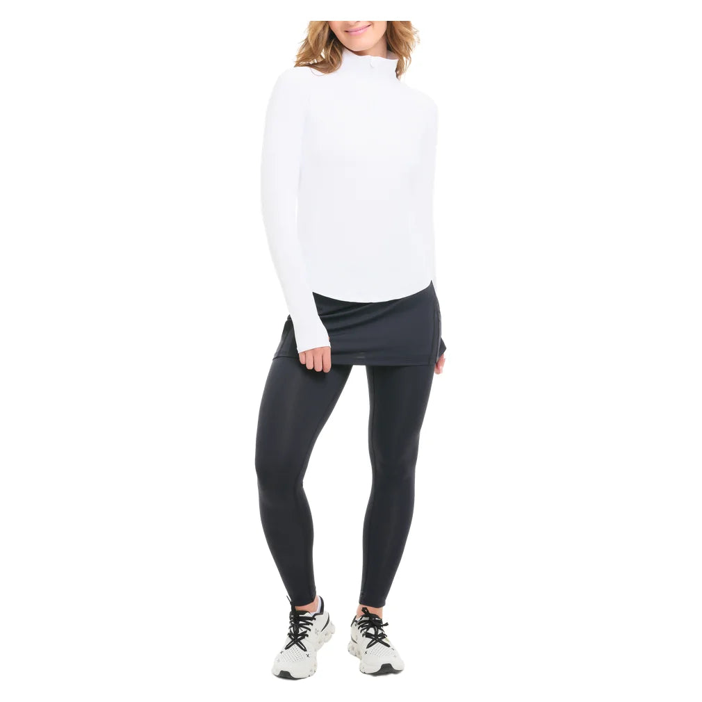 Women's Mock Zip Long Sleeve Top White, BloqUV, Pickleball Express, 3100-WHTF26-9