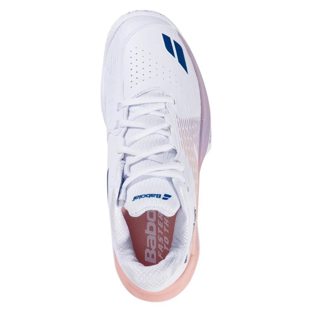 Women's Propulse Storm All Court Tennis Shoes White and Sunset, Babolat, Pickleball Express, 31F26447B-1120F26-3