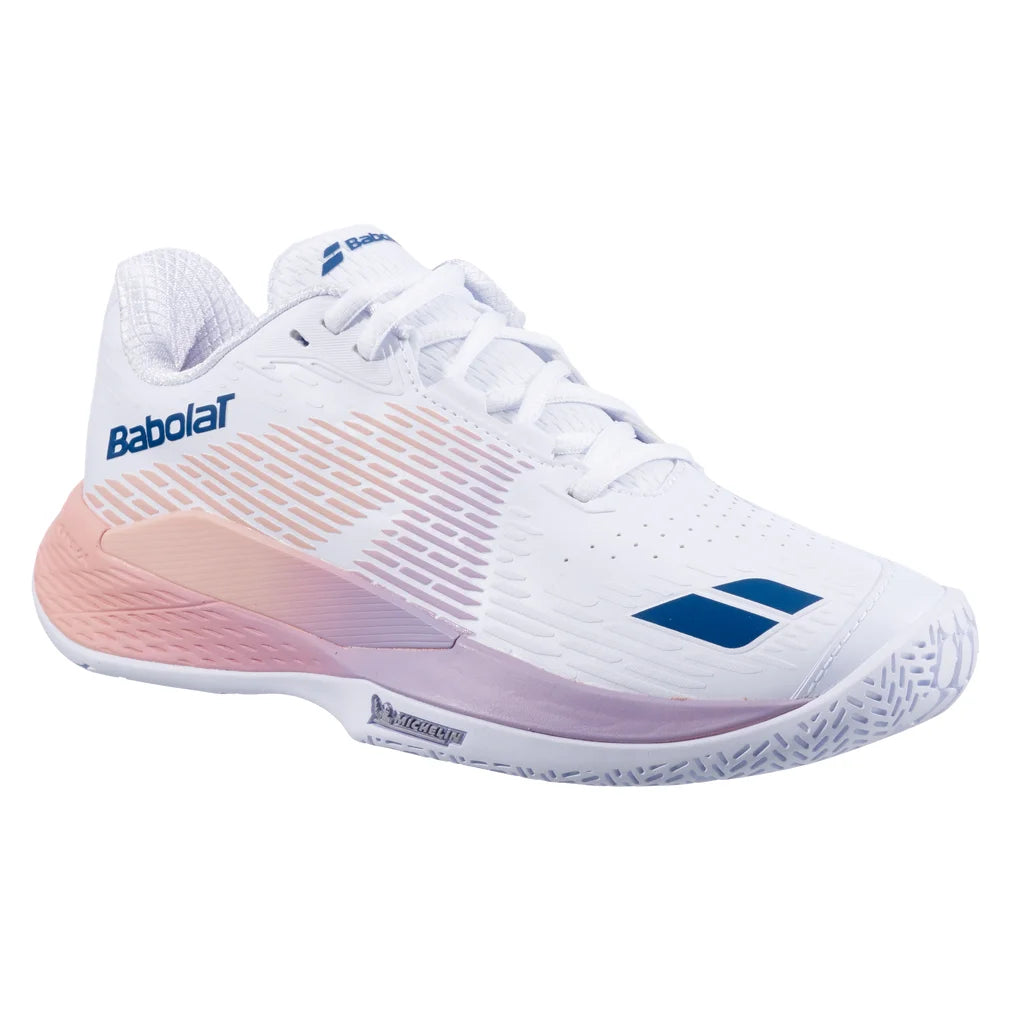 Women's Propulse Storm All Court Tennis Shoes White and Sunset, Babolat, White/Sunset, Pickleball Express, 31F26447B-1120F26-WHITE-SUNSET-1