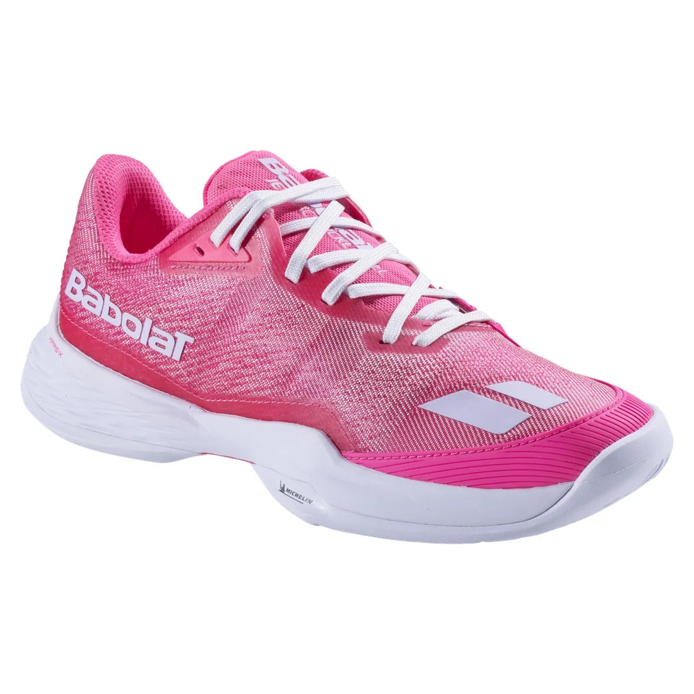 Women's Jet Mach Pickleball Shoes Fluo Pink and White, Babolat, Fluo Pink/White, Pickleball Express, 3A1F26B933-5087F26-FLUO-PINK-WHITE-1