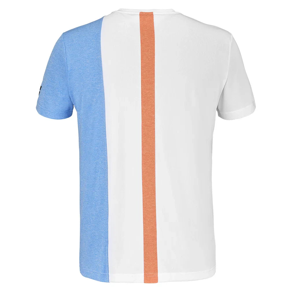 Men`s Play Crew Neck Tennis Top White and Blithe Blue Heather