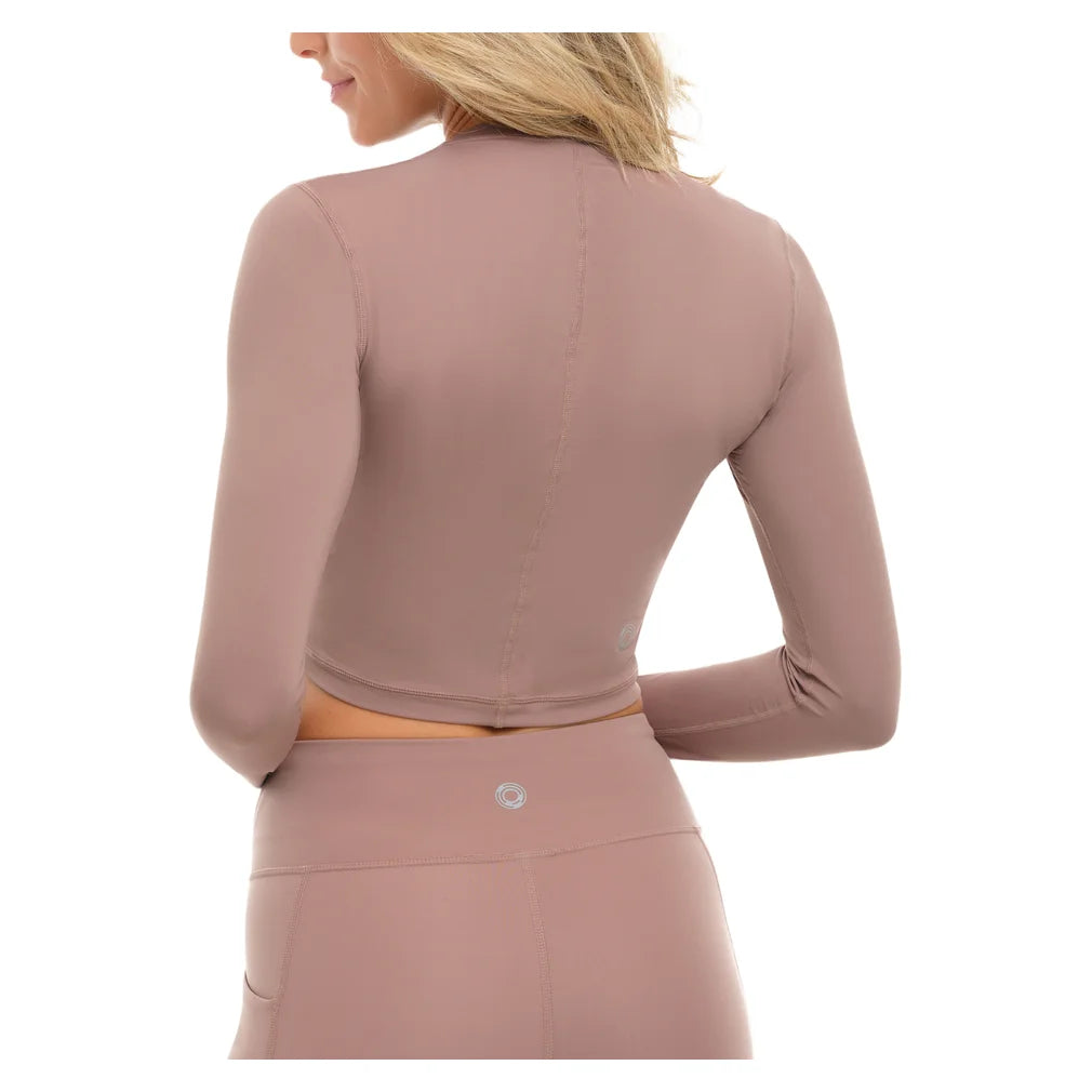 Women's Everyday Long Sleeve Crop Top Mocha, BloqUV, Pickleball Express, 4015-MCHF26-5