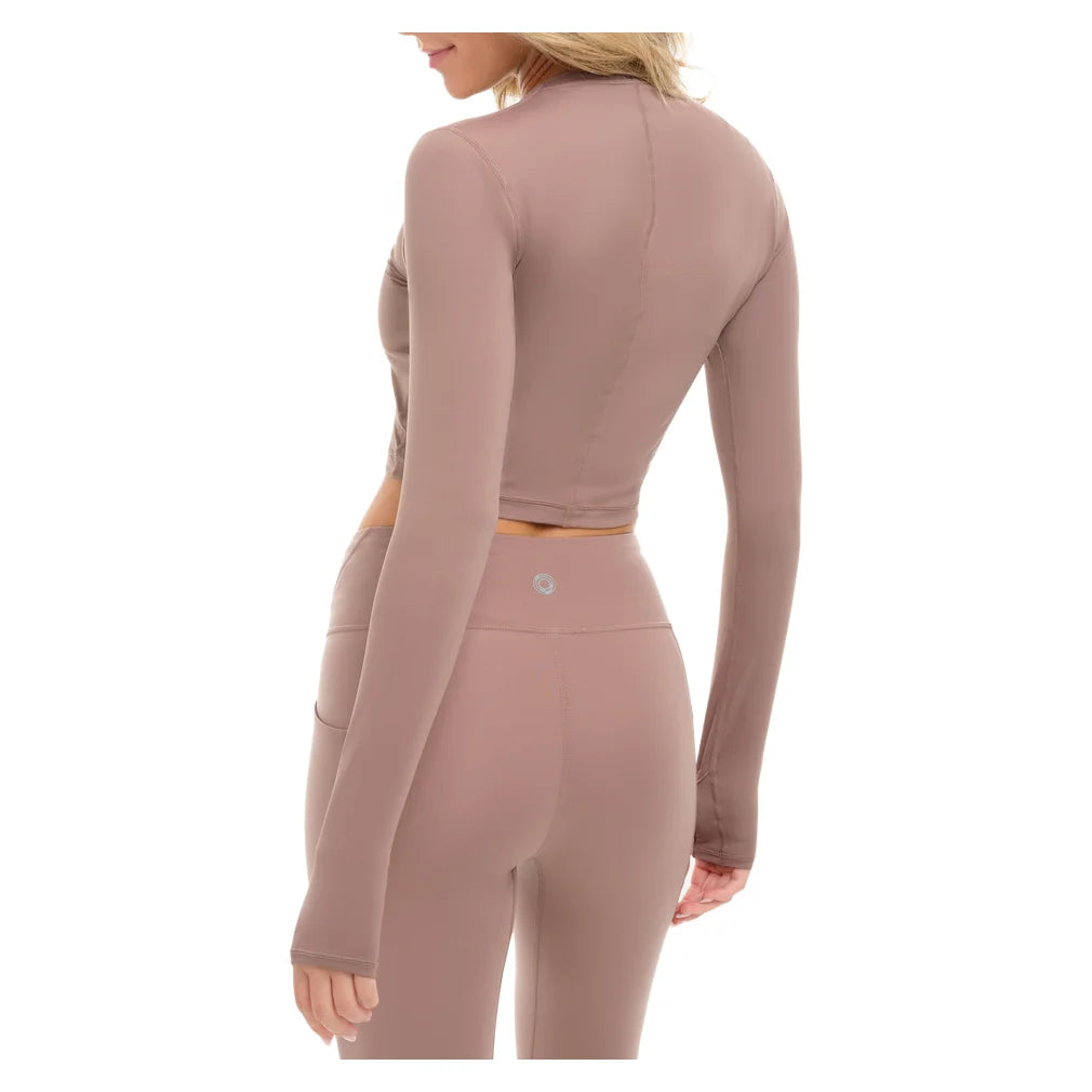 Women's Everyday Long Sleeve Crop Top Mocha, BloqUV, Pickleball Express, 4015-MCHF26-6