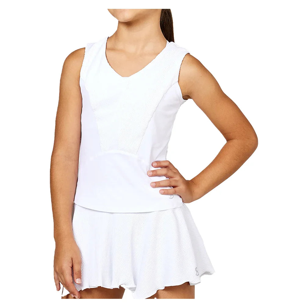 Girls' Tennis Tank White and Ripple Jersey