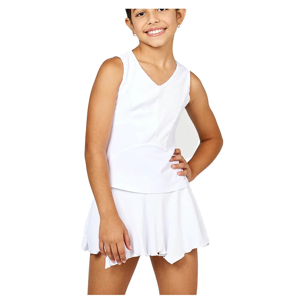 Girls' Tennis Tank White and Ripple Jersey