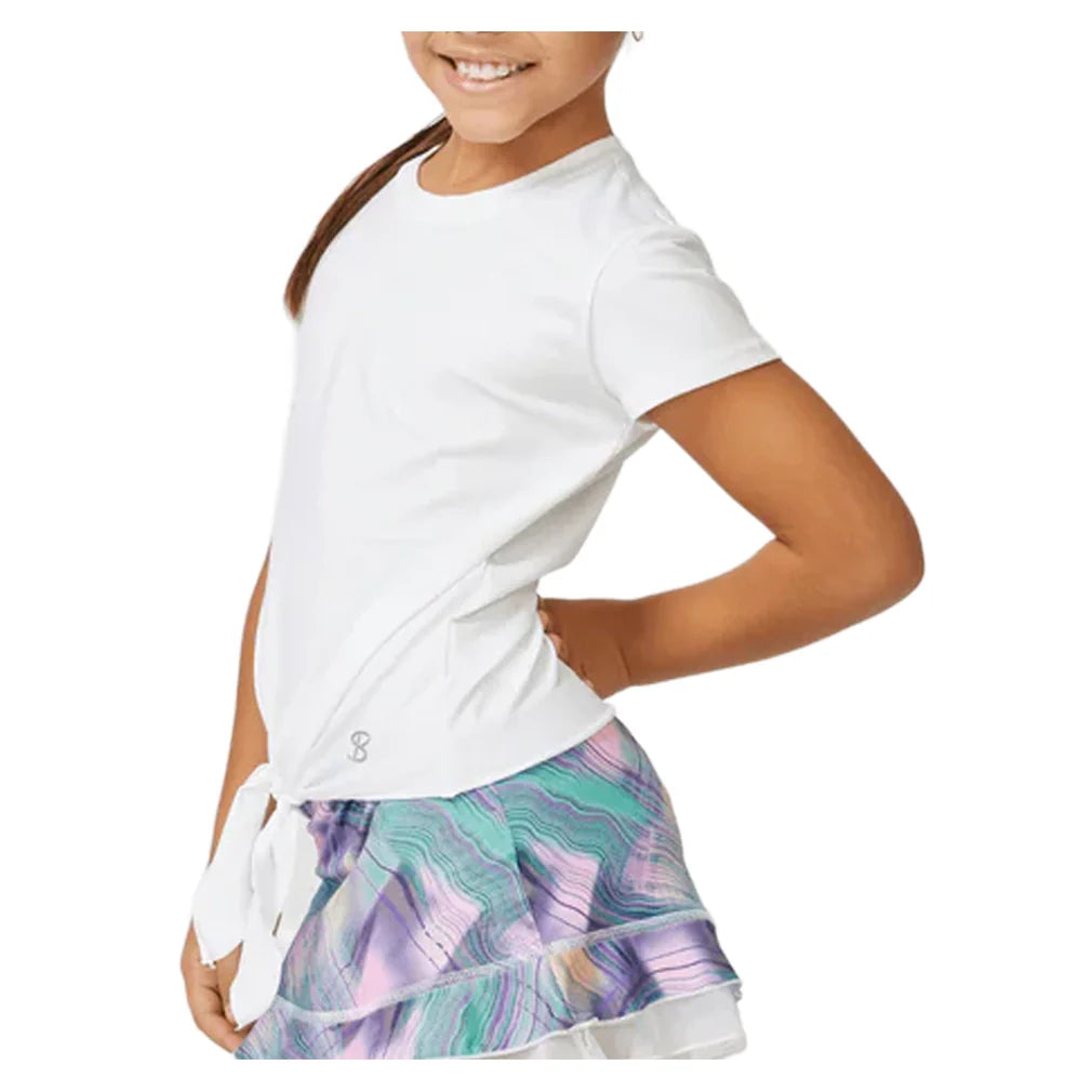 Girls' UV Colors Short Sleeve Tie Tennis Top White
