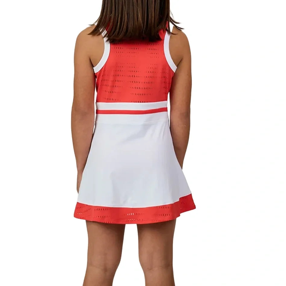 Girls' Tennis Dress White and Hibiscus