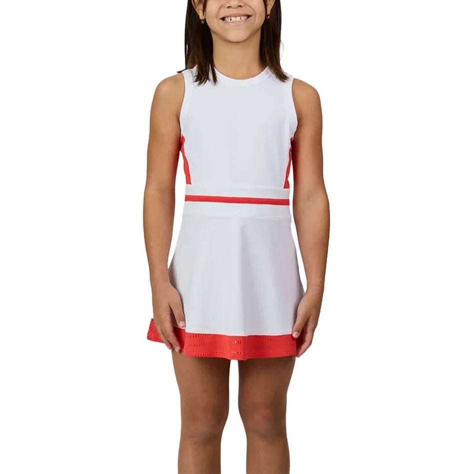 Girls' Tennis Dress White and Hibiscus