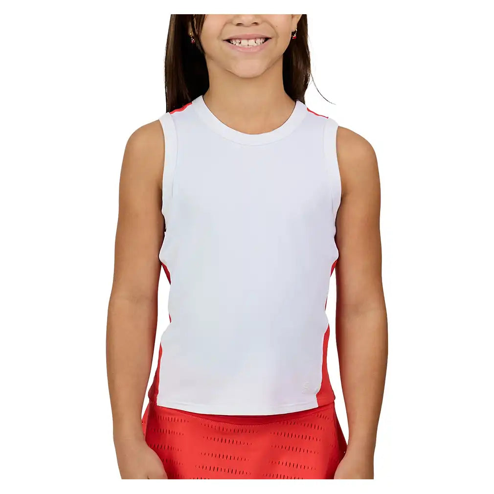 Girls' Racerback Tank White and Hibiscus