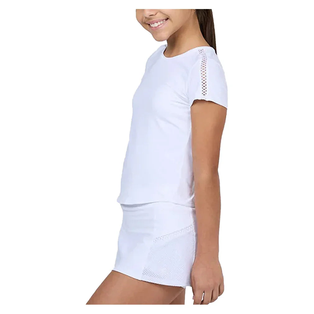 Girls` Short Sleeve Tennis Top White