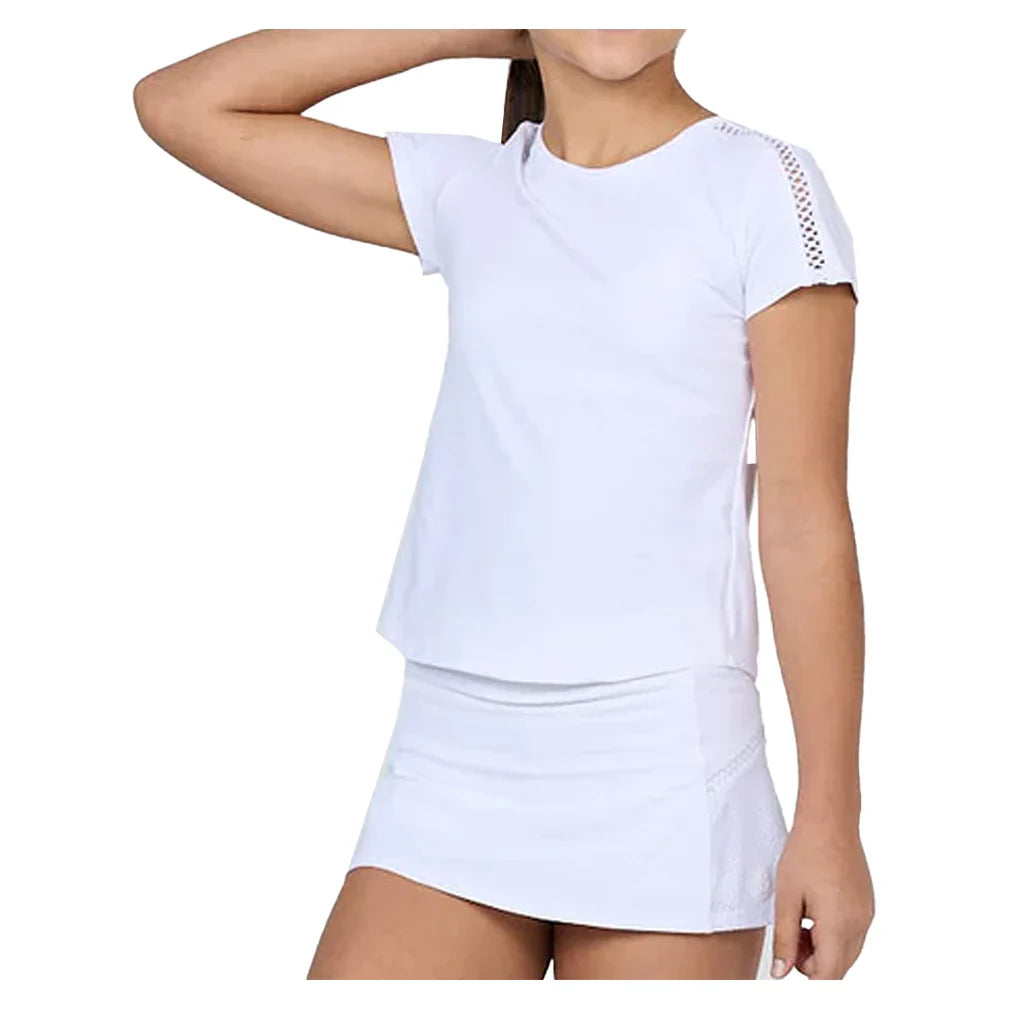 Girls` Short Sleeve Tennis Top White