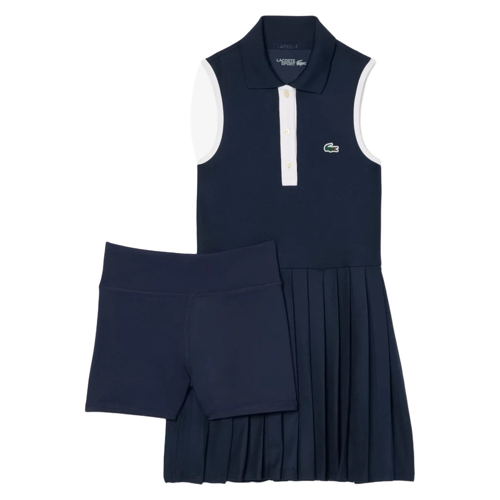 Girls' Sport Pique Dress, Lacoste, UGW Navy, Pickleball Express, 447898-F26-UGW-NAVY-1