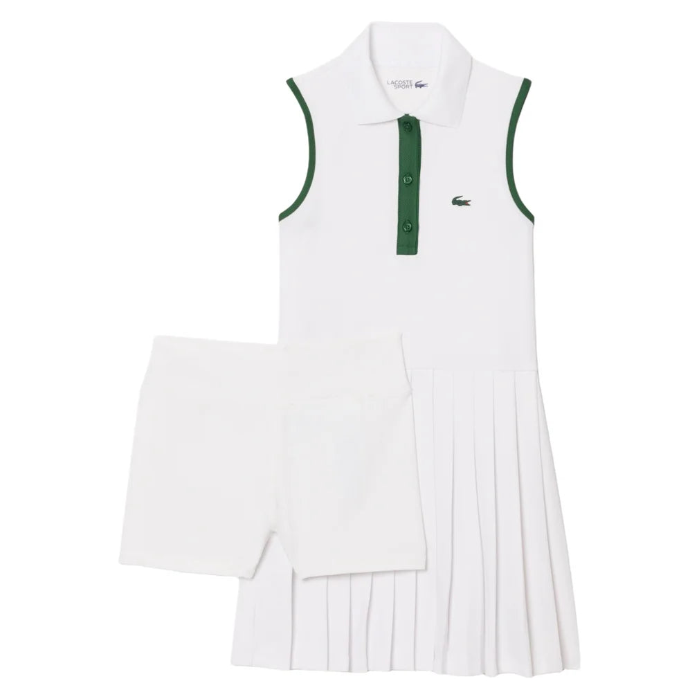 Girls' Sport Pique Dress, Lacoste, W8L White, Pickleball Express, 447898-F26-W8L-WHITE-2