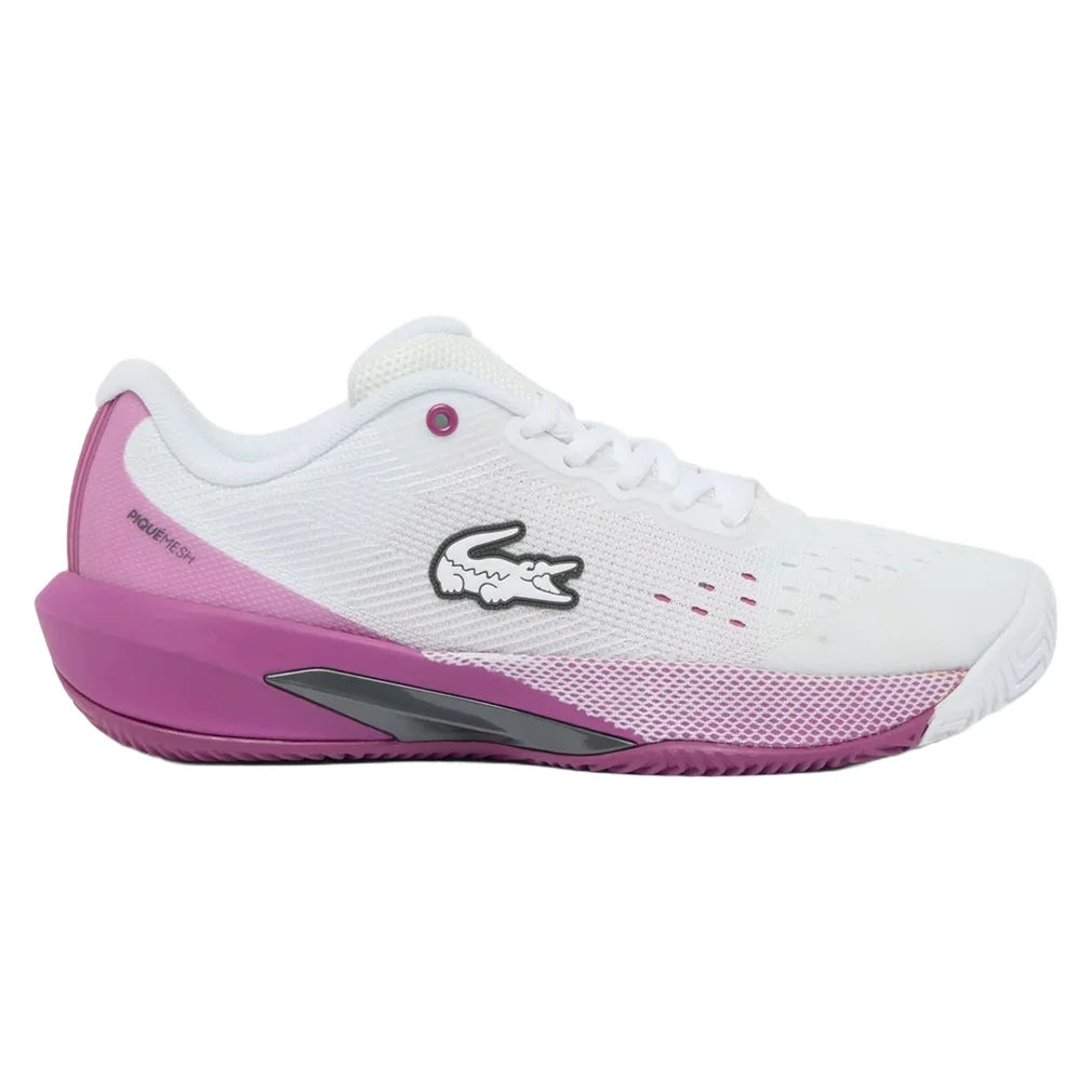 Women's AG-LT EVO Shoes White and Purple, Lacoste, White/Purple, Pickleball Express, 52SFA0052-Z54F26-WHITE-PURPLE-1