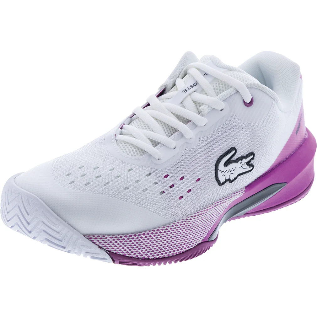 Women's AG-LT EVO Shoes White and Purple, Lacoste, White/Purple, Pickleball Express, 52SFA0052-Z54F26-WHITE-PURPLE-2