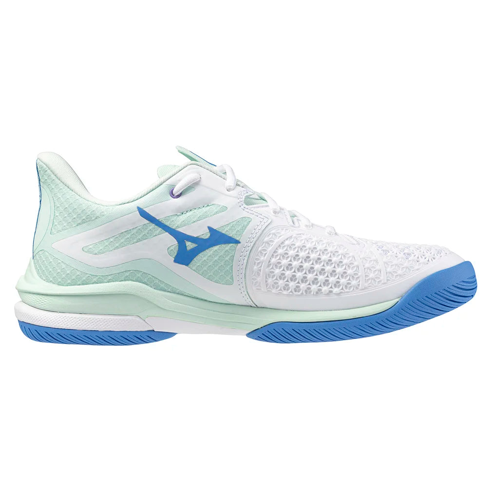 Women's Wave Exceed Tour 6 Court Shoes White and Frontier Blue