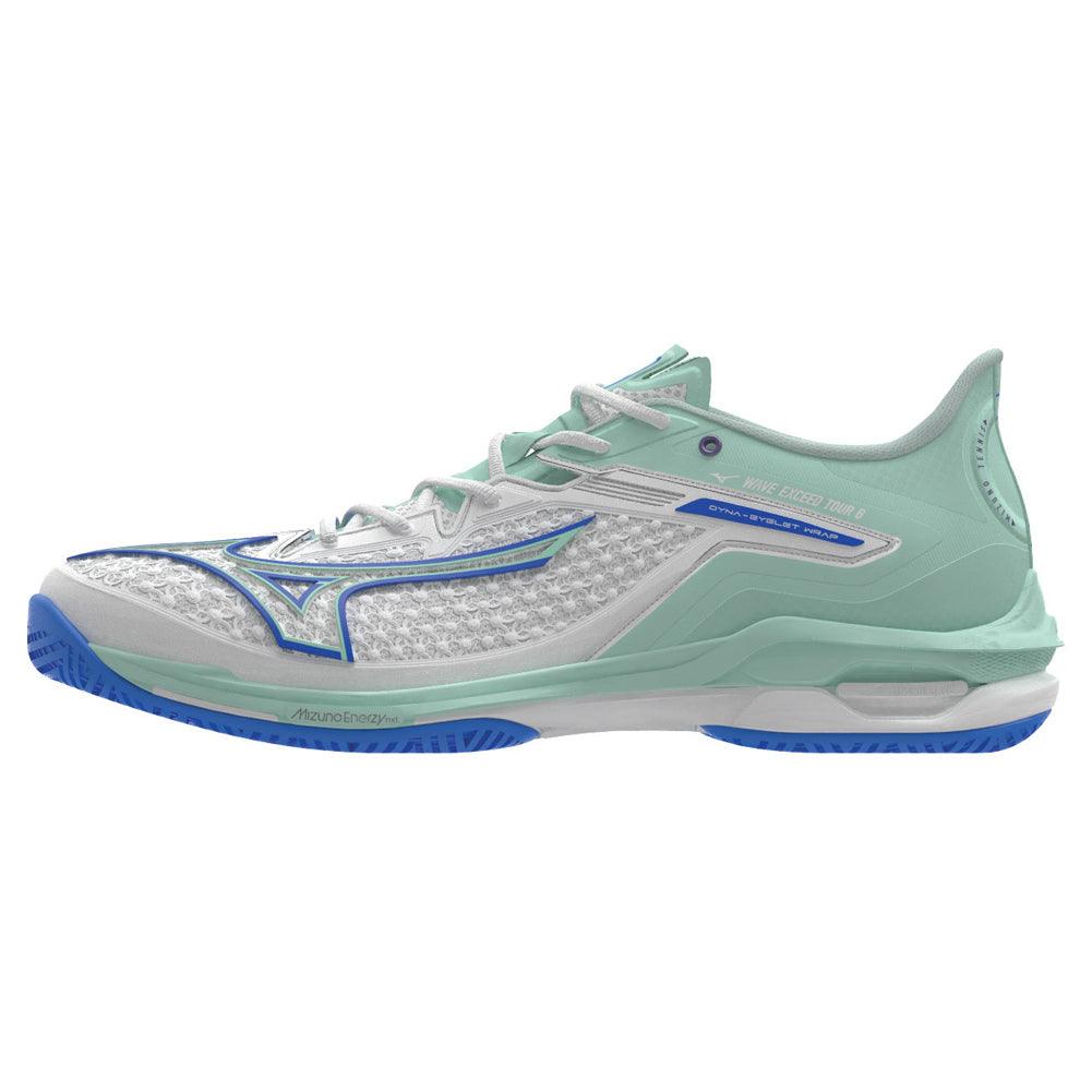 Women's Wave Exceed Tour 6 Court Shoes White and Frontier Blue